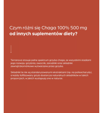 Suplement diety Chaga 100% 500 mg 50 szt. - Terranova 3