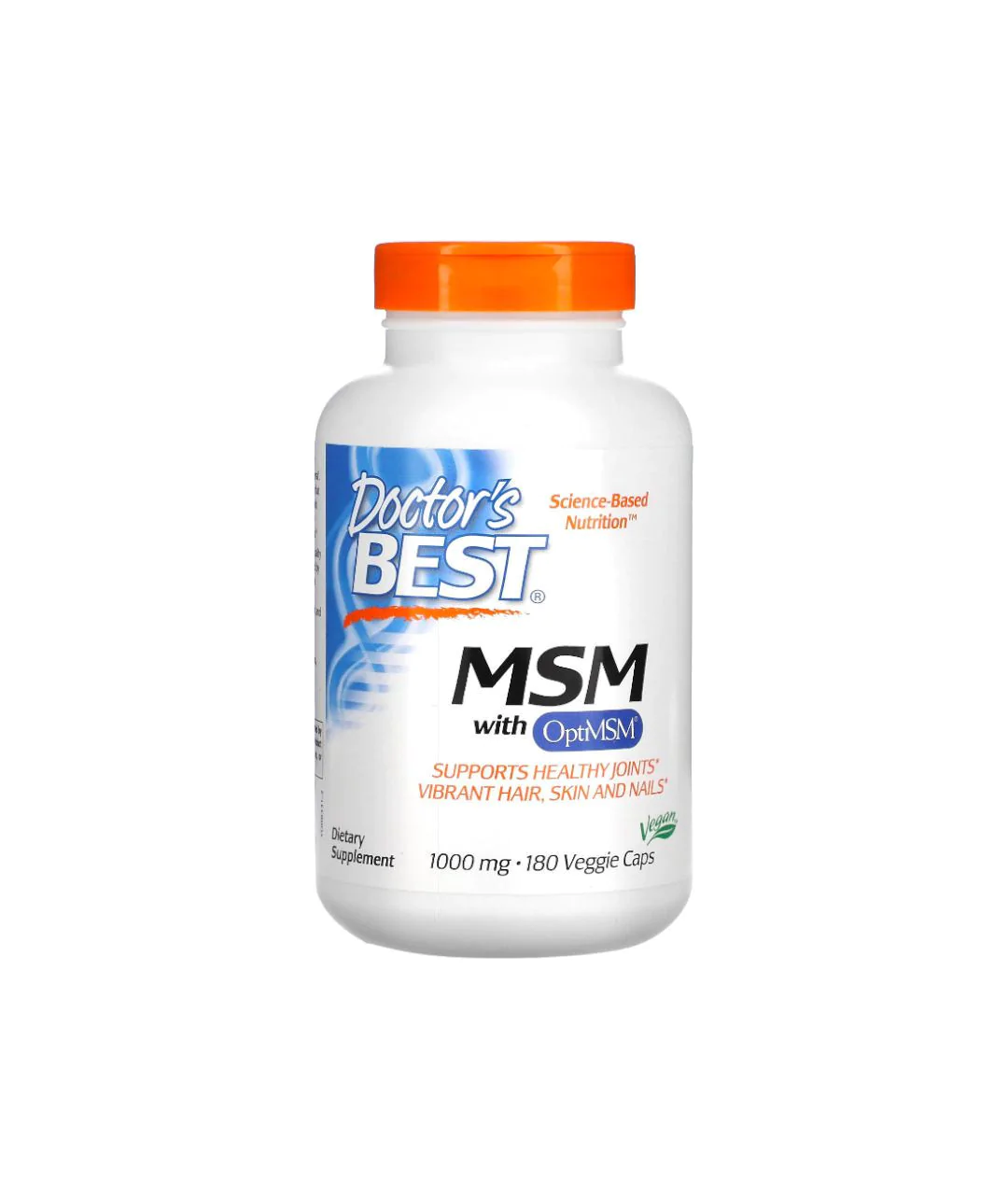 Organic Sulfur MSM with OptiMSM Vegan Technology 1000 mg 180 capsules.