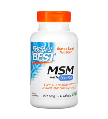 Siarka organiczna MSM z technologią OptiMSM Vegan 1500 mg 120 tabletek zbliżenie