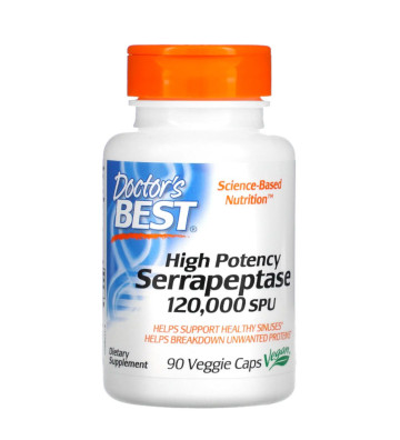 Serrapeptaza 120000 SPU o wysokiej sile działania 90 kapsułek - Doctor's Best 3