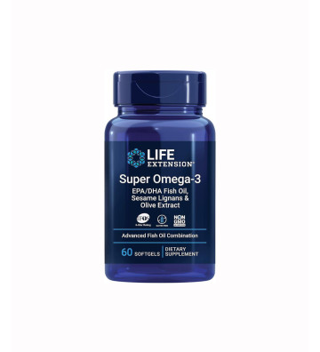 Super Omega-3 EPA/DHA with Sesame Lignans & Olive Extract - 60 soft capsules. - Life Extension