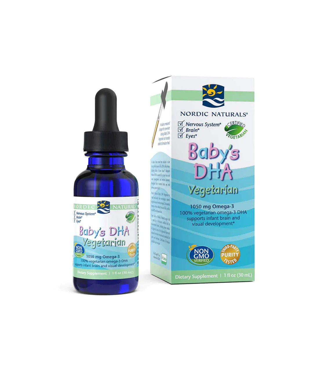 Suplement diety Baby's DHA Vegetarian, 1050 mg - 30 ml z opakowaniem