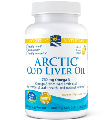 Suplement diety Arctic Cod Liver Oil, 750 mg Cytryna - 90 kapsułek miękkich zbliżenie
