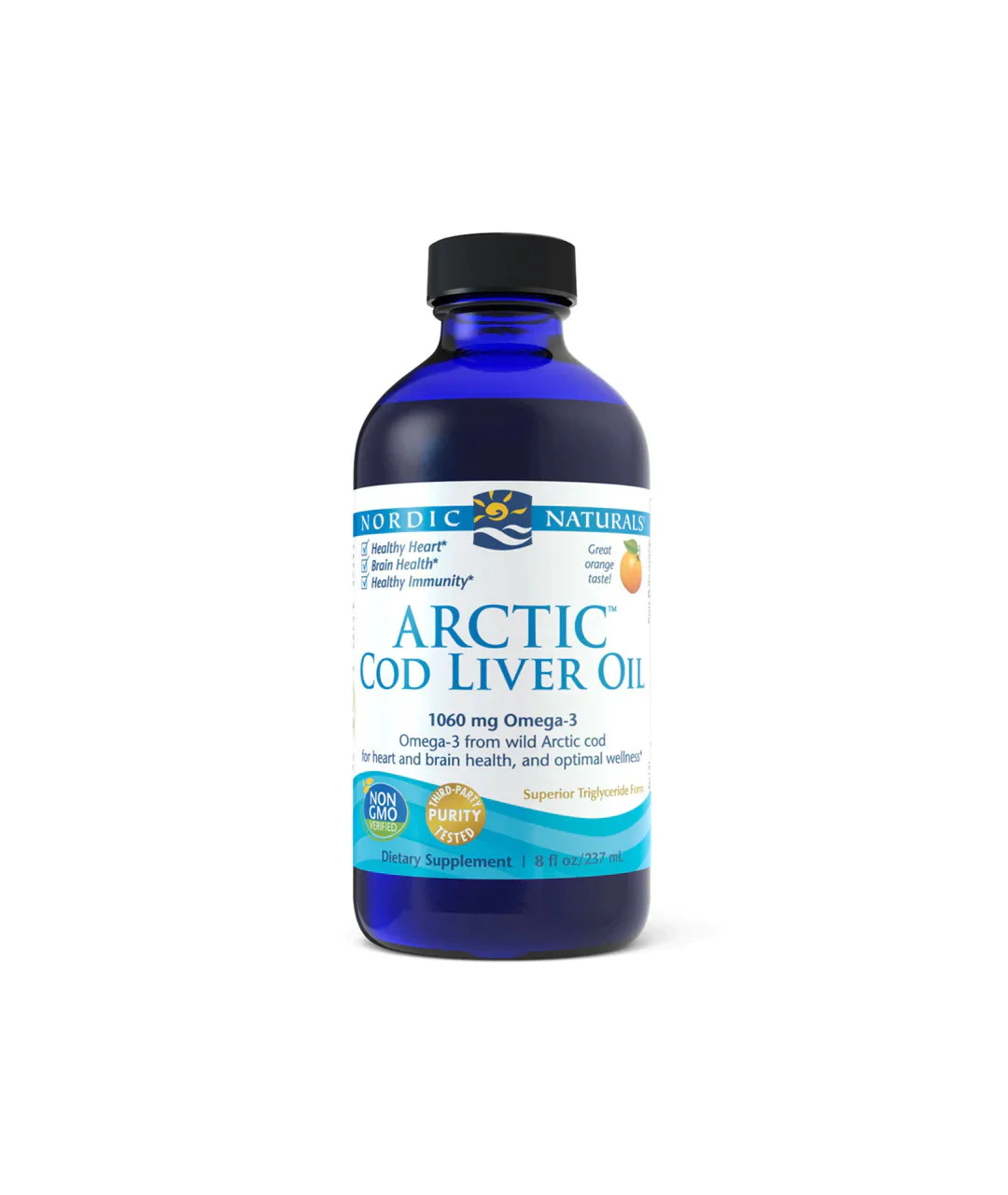 Suplement diety Arctic Cod Liver Oil, 1060 mg 237 ml pomarańcza
