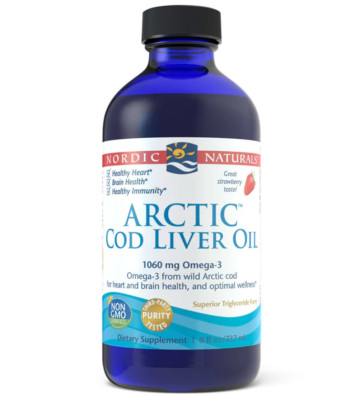 Suplement diety Arctic Cod Liver Oil, 1060 mg 237 ml truskawka zbliżenie