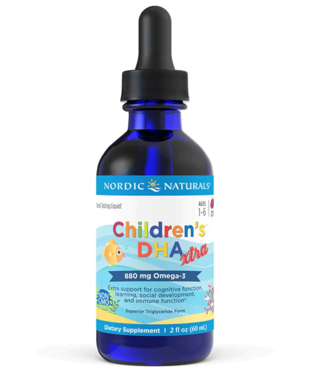 Children's DHA Xtra dietary supplement, 880 mg Berry punch - 60ml close-up
