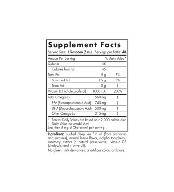 Omega-3D Dietary Supplement, 1560mg Lemon - 237ml - Nordic Naturals 4