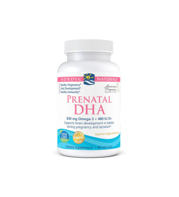 Suplement diety Prenatal DHA, 830 mg Omega-3 + 400 IU D3 - 90 kapsułek miękkich bezsmakowy - Nordic Naturals 1