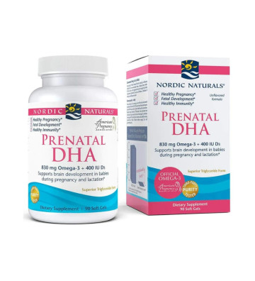 Suplement diety Prenatal DHA, 830 mg Omega-3 + 400 IU D3 - 90 kapsułek miękkich bezsmakowy - Nordic Naturals 2