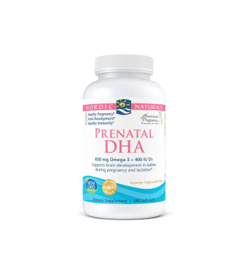 Suplement diety Prenatal DHA, 830 mg Omega-3 + 400 IU D3 Bezsmakowy - 180 kapsułek miękkich - Nordic Naturals