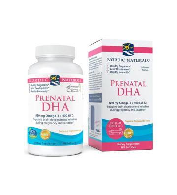 Suplement diety Prenatal DHA, 830 mg Omega-3 + 400 IU D3 Bezsmakowy - 180 kapsułek miękkich - Nordic Naturals 2
