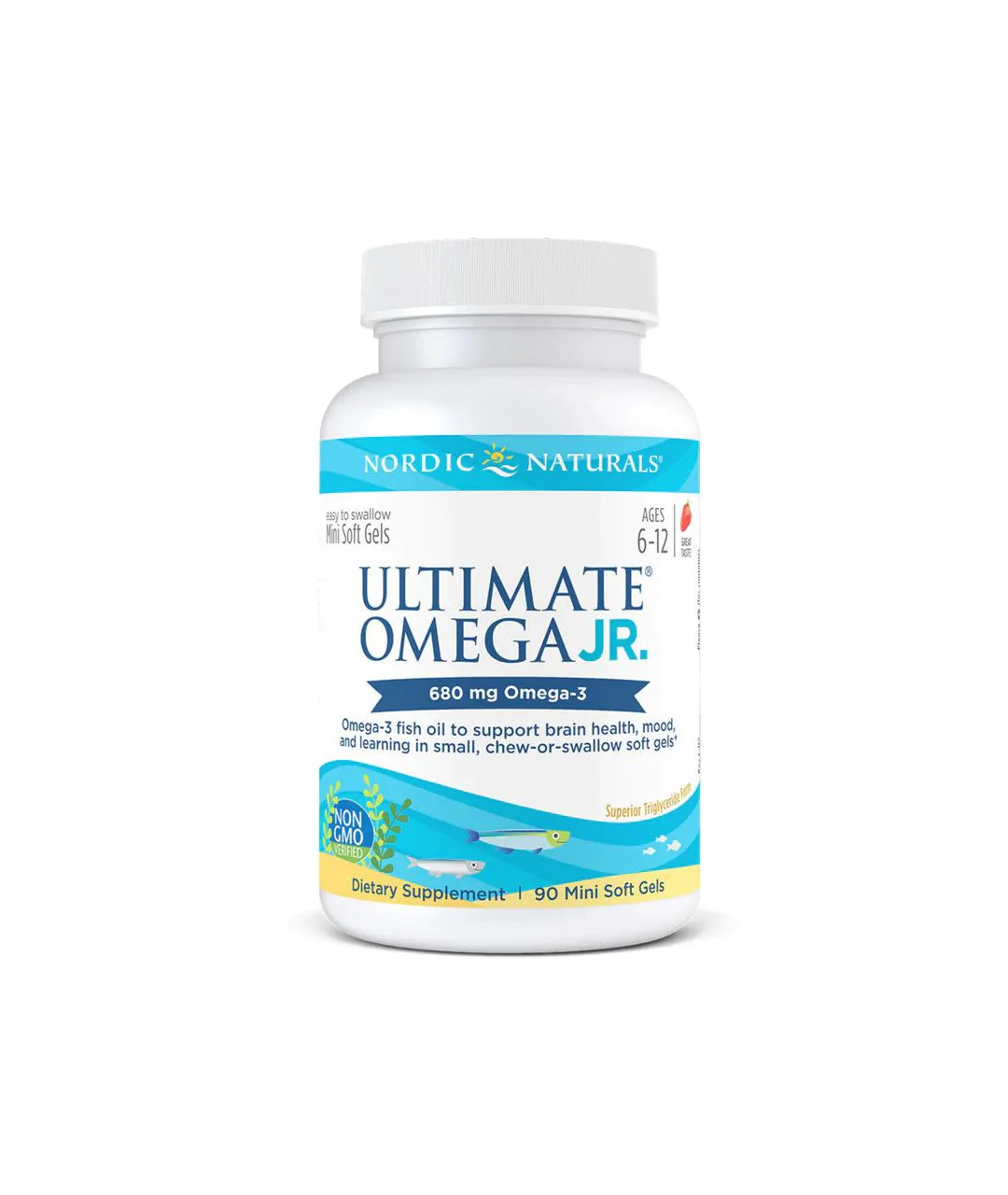 Suplement diety Ultimate Omega Junior, 680 mg Truskawka - 90 kapsułek miękkich