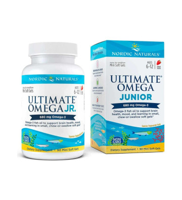 Suplement diety Ultimate Omega Junior, 680 mg Truskawka - 90 kapsułek miękkich opakowanie