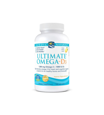 Ultimate Omega-D3 dietary supplement, 1280mg Lemon - 120 soft capsules - Nordic Naturals 1