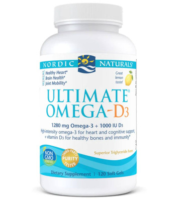 Ultimate Omega-D3 dietary supplement, 1280mg Lemon - 120 soft capsules - Nordic Naturals 3