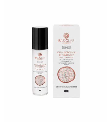 Active stimulating night cream for face, neck and décolleté 5% amino acids - RECOVERING AND RESTORING 50ml - BasicLab