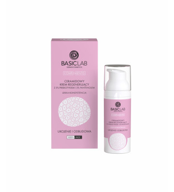Ceramide regenerating cream with 5% prebiotic and 3% panthenol with light texture - SOOTHING AND RECOVERY 50ml - BasicLab 1