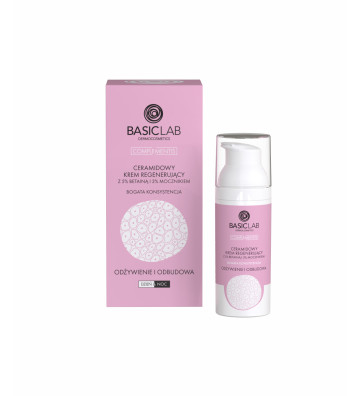 Ceramide regenerating cream with 5% betaine and 3% urea with rich texture - RECOVERING AND REBUILDING 50ml - BasicLab 1